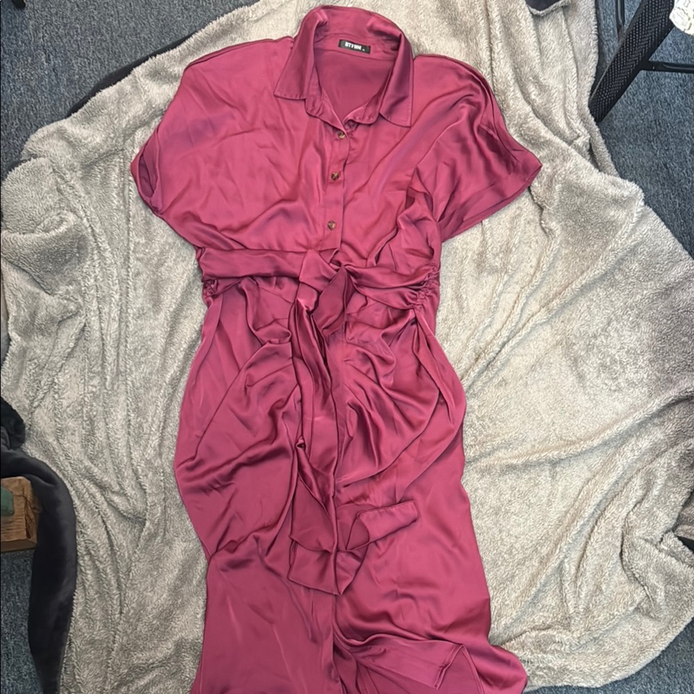 Elegant Pink Satin Dress